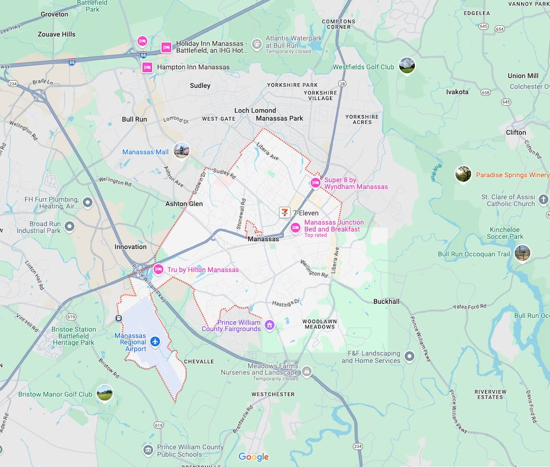 Map of Manassas, VA